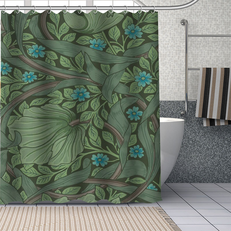 Vodootporna zavjesa za tuširanje može se prilagoditi William Morris Kupaonski pribor za tuširanje Poliesterska zavjesa za tuširanje s kukama