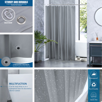 Υψηλή καθαρή κουρτίνα μπάνιου Αδιάβροχη διαφανής κουρτίνες Liner ωίδιο Πλαστικές κουρτίνες μπάνιου με γάντζους Home PEVA διακόσμηση μπάνιου