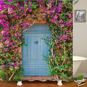 Cvjetna vrata Pejzažna zavjesa za tuš 3D ispis Vrtna biljka Idilični krajolik Vodootporna tkanina Kupaonica Spavaća soba Zavjese za zamračivanje