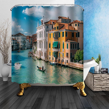 100% Πολυεστερικό ύφασμα Custom Italy Venice Κουρτίνα μπάνιου Μοντέρνα Κουρτίνα Μπάνιου 180x200cm Αδιάβροχη Κουρτίνα μπάνιου εκτύπωσης HD