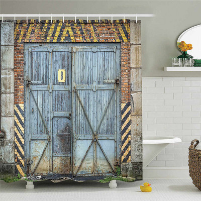 Rustikalna drvena dekoracija na vratima staje zavjesa za kupaonicu, set zavjesa za kupaonicu na seoskoj seoskoj temi Vintage