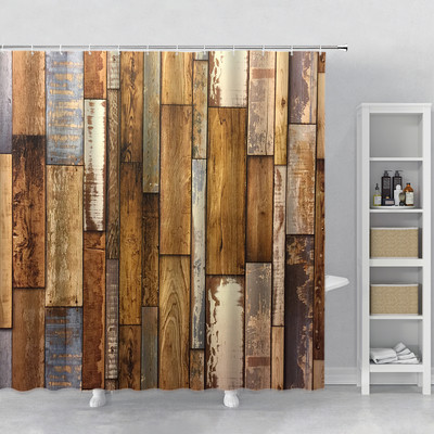 Rustikalna drvena dekoracija na vratima staje zavjesa za kupaonicu, set zavjesa za kupaonicu na seoskoj seoskoj temi Vintage