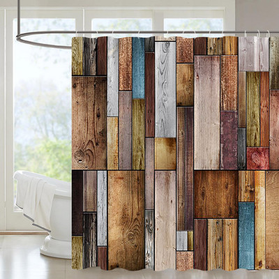Rustikalna drvena dekoracija na vratima staje zavjesa za kupaonicu, set zavjesa za kupaonicu na seoskoj seoskoj temi Vintage