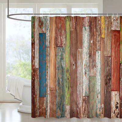 Rustikalna drvena dekoracija na vratima staje zavjesa za kupaonicu, set zavjesa za kupaonicu na seoskoj seoskoj temi Vintage