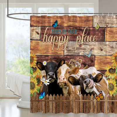 Rustikalna drvena dekoracija na vratima staje zavjesa za kupaonicu, set zavjesa za kupaonicu na seoskoj seoskoj temi Vintage