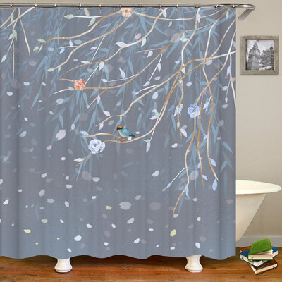 Vintage listovi cvjetnih biljaka otisnuti zavjese za tuširanje Vodootporna poliesterska tkanina Zavjese za zamračivanje kupaonice Dekoracija zaslona za kućnu kupaonicu