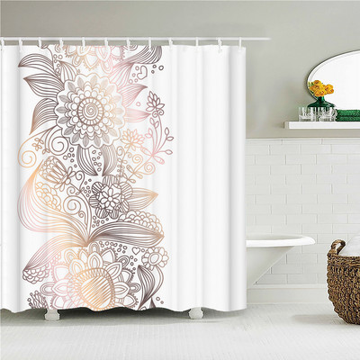 Vintage listovi cvjetnih biljaka otisnuti zavjese za tuširanje Vodootporna poliesterska tkanina Zavjese za zamračivanje kupaonice Dekoracija zaslona za kućnu kupaonicu