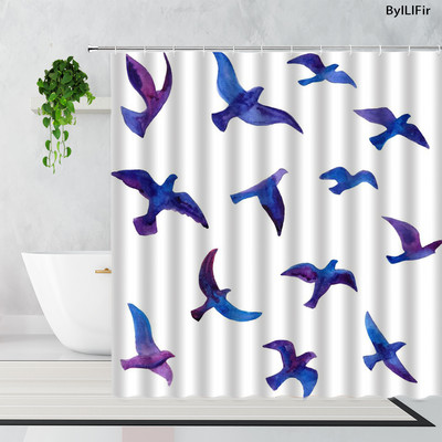 Jednostavne zavjese za tuširanje s pticama iz crtića, crne vintage tetovaže iz stare škole, lastavice, vodootporna poliesterska zavjesa za kadu Cortina