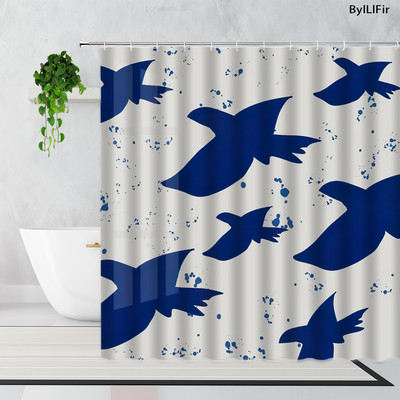 Jednostavne zavjese za tuširanje s pticama iz crtića, crne vintage tetovaže iz stare škole, lastavice, vodootporna poliesterska zavjesa za kadu Cortina