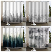 Magla Planina Šuma Pejzaž Zavjesa za tuširanje Dekoracija dnevne sobe Kupaonska zavjesa Poliesterska tkanina Vodootporna zavjesa s kukama