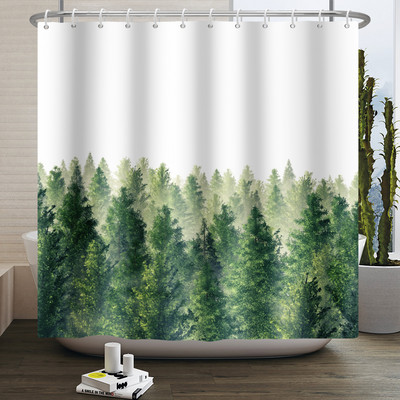 Magla Planina Šuma Pejzaž Zavjesa za tuširanje Dekoracija dnevne sobe Kupaonska zavjesa Poliesterska tkanina Vodootporna zavjesa s kukama