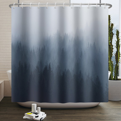Magla Planina Šuma Pejzaž Zavjesa za tuširanje Dekoracija dnevne sobe Kupaonska zavjesa Poliesterska tkanina Vodootporna zavjesa s kukama