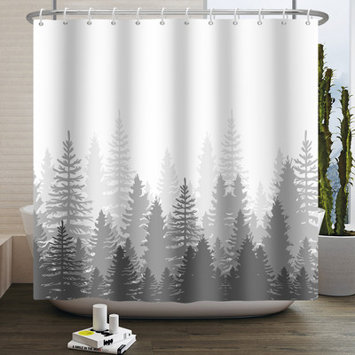 Magla Planina Šuma Pejzaž Zavjesa za tuširanje Dekoracija dnevne sobe Kupaonska zavjesa Poliesterska tkanina Vodootporna zavjesa s kukama