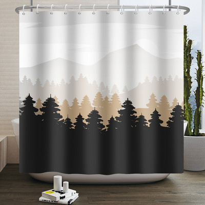 Magla Planina Šuma Pejzaž Zavjesa za tuširanje Dekoracija dnevne sobe Kupaonska zavjesa Poliesterska tkanina Vodootporna zavjesa s kukama