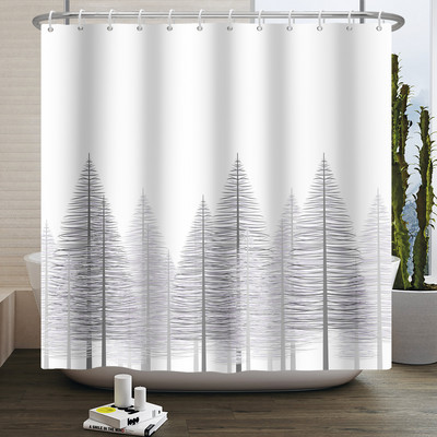 Magla Planina Šuma Pejzaž Zavjesa za tuširanje Dekoracija dnevne sobe Kupaonska zavjesa Poliesterska tkanina Vodootporna zavjesa s kukama