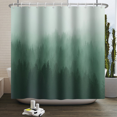 Magla Planina Šuma Pejzaž Zavjesa za tuširanje Dekoracija dnevne sobe Kupaonska zavjesa Poliesterska tkanina Vodootporna zavjesa s kukama