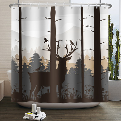 Magla Planina Šuma Pejzaž Zavjesa za tuširanje Dekoracija dnevne sobe Kupaonska zavjesa Poliesterska tkanina Vodootporna zavjesa s kukama