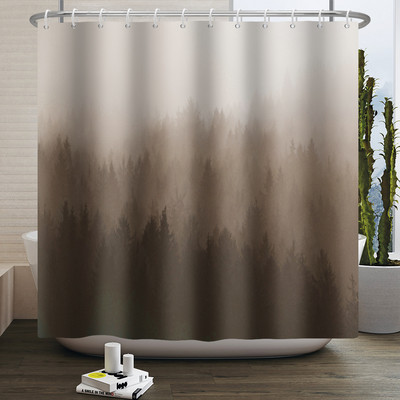 Magla Planina Šuma Pejzaž Zavjesa za tuširanje Dekoracija dnevne sobe Kupaonska zavjesa Poliesterska tkanina Vodootporna zavjesa s kukama