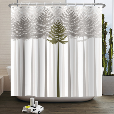 Magla Planina Šuma Pejzaž Zavjesa za tuširanje Dekoracija dnevne sobe Kupaonska zavjesa Poliesterska tkanina Vodootporna zavjesa s kukama