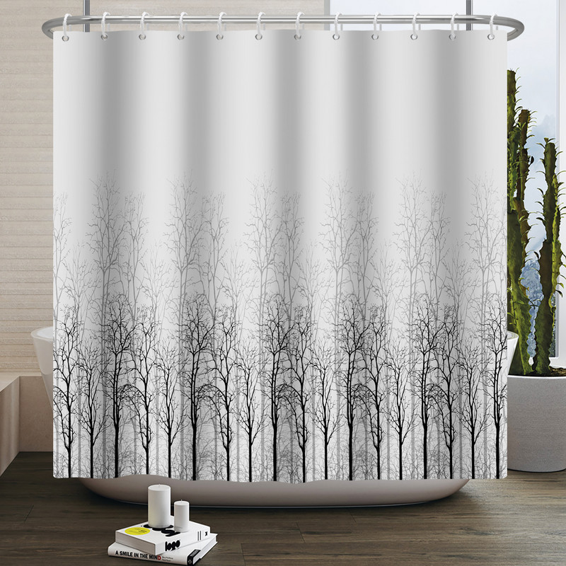 Magla Planina Šuma Pejzaž Zavjesa za tuširanje Dekoracija dnevne sobe Kupaonska zavjesa Poliesterska tkanina Vodootporna zavjesa s kukama