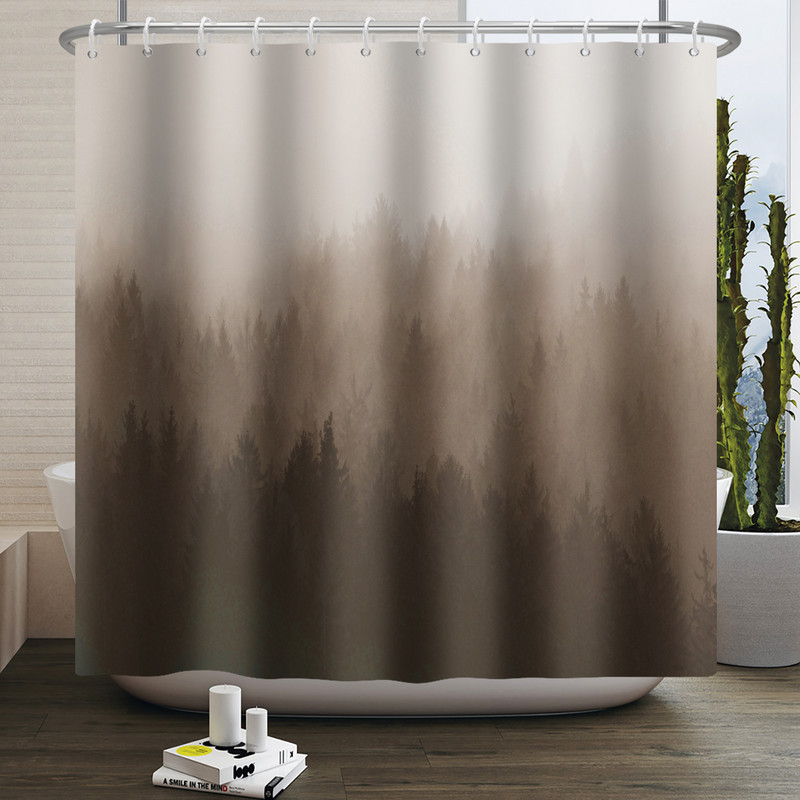 Magla Planina Šuma Pejzaž Zavjesa za tuširanje Dekoracija dnevne sobe Kupaonska zavjesa Poliesterska tkanina Vodootporna zavjesa s kukama