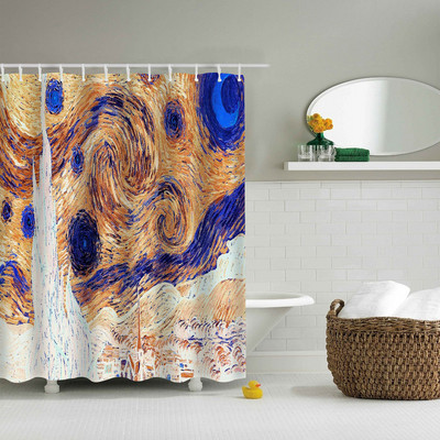 3D prekrasna zvjezdana noćna zavjesa za tuširanje Van Gogh Art apstraktna vodootporna poliesterska toaletna oprema Kupaonske zavjese