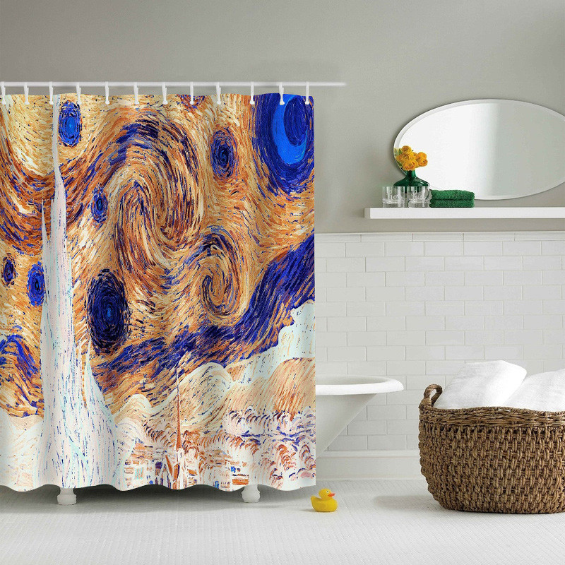 3D prekrasna zvjezdana noćna zavjesa za tuširanje Van Gogh Art apstraktna vodootporna poliesterska toaletna oprema Kupaonske zavjese