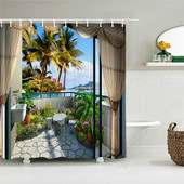 European Vintage Township Beautiful Landscape Κουρτίνα ντους Παιδικό μπάνιο Κουρτίνα ντους Κουζίνα Αδιάβροχες κουρτίνες Banheiro