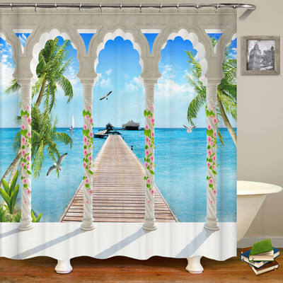 European Vintage Township Beautiful Landscape Κουρτίνα ντους Παιδικό μπάνιο Κουρτίνα ντους Κουζίνα Αδιάβροχες κουρτίνες Banheiro