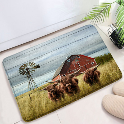 Hailendas govs dušas aizkari kūts vējdzirnavas Rietumu savvaļas dzīvnieki Dzīvnieki Bull portrets dušas aizkaru komplekts Vannas istabas aizkari ar āķiem