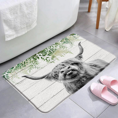 Hailendas govs dušas aizkari kūts vējdzirnavas Rietumu savvaļas dzīvnieki Dzīvnieki Bull portrets dušas aizkaru komplekts Vannas istabas aizkari ar āķiem