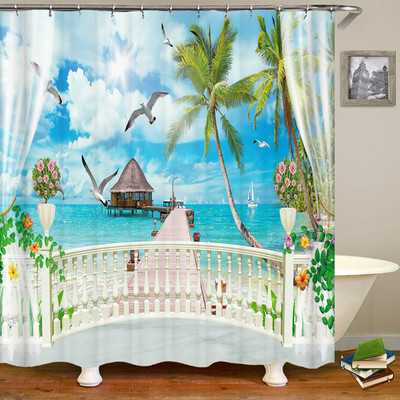 Τρισδιάστατη αδιάβροχη υφασμάτινη κουρτίνα μπάνιου σε ευρωπαϊκό στιλ Τοξωτό λουλούδι εμπριμέ κουρτίνα μπάνιου Αδιάβροχη πολυεστερική οθόνη μπάνιου