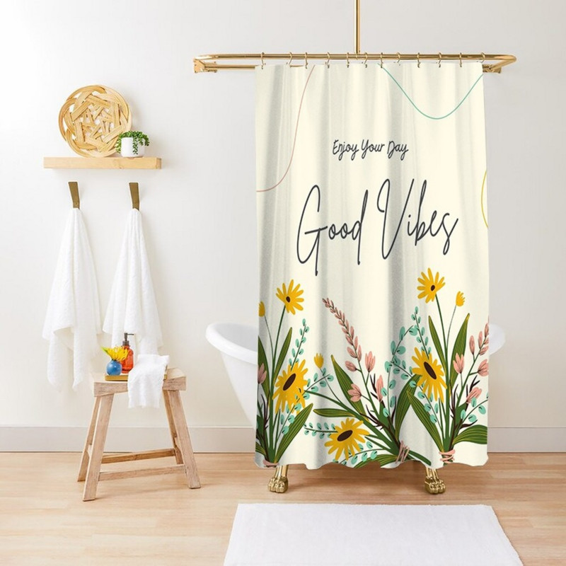 Cvijet Biljka Lišće Umjetnički geometrijski uzorak Zavjesa za tuširanje Vodootporna poliesterska tkanina Kompleti kupaonskog pribora Dekoracija paravana za kadu