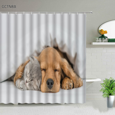 Set zavjesa za tuširanje sa životinjama, crtani tigar, dinosaur, cvjetna biljka, geometrijski, apstraktni, kreativni set zavjesa s kukama