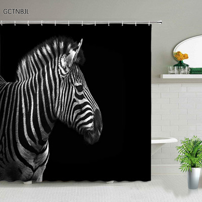 Set zavjesa za tuširanje sa životinjama, crtani tigar, dinosaur, cvjetna biljka, geometrijski, apstraktni, kreativni set zavjesa s kukama