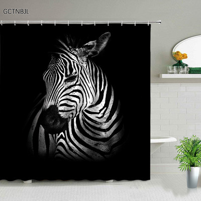 Set zavjesa za tuširanje sa životinjama, crtani tigar, dinosaur, cvjetna biljka, geometrijski, apstraktni, kreativni set zavjesa s kukama