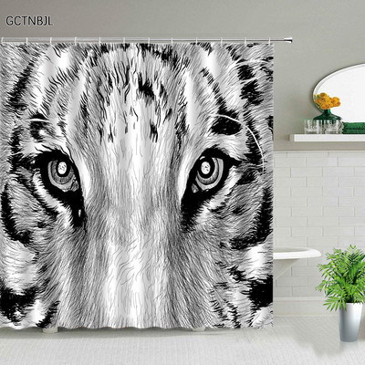 Set zavjesa za tuširanje sa životinjama, crtani tigar, dinosaur, cvjetna biljka, geometrijski, apstraktni, kreativni set zavjesa s kukama