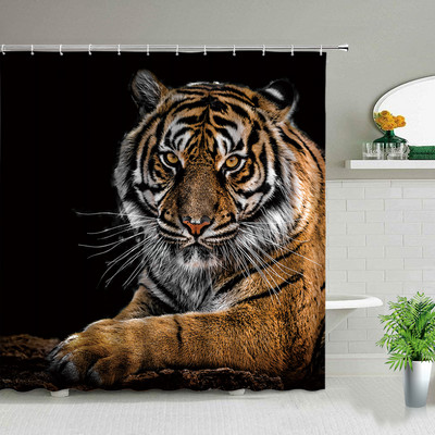 Set zavjesa za tuširanje sa životinjama, crtani tigar, dinosaur, cvjetna biljka, geometrijski, apstraktni, kreativni set zavjesa s kukama