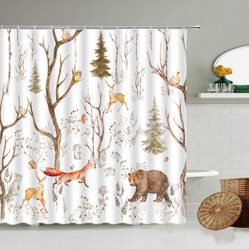 Горски животни Завеса за душ Детска завеса за баня Модерен минималистичен домашен декор Аксесоари за баня Водоустойчива завеса