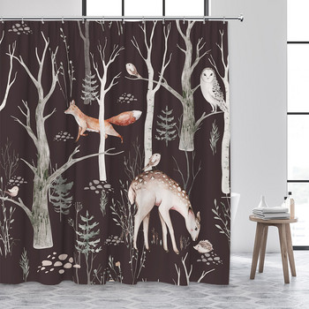 Κουρτίνα μπάνιου Forest Animals Παιδική κουρτίνα μπάνιου μοντέρνα μινιμαλιστική διακόσμηση σπιτιού Αξεσουάρ μπάνιου Αδιάβροχη κουρτίνα