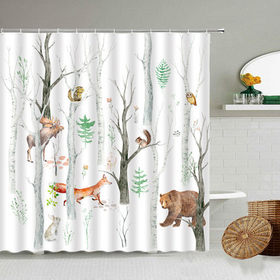 Meža dzīvnieki dušas aizkari bērniem vannas istabas dušas aizkari Mūsdienīgs minimālisma mājas dekors Vannas istabas piederumi Ūdensizturīgs aizkars