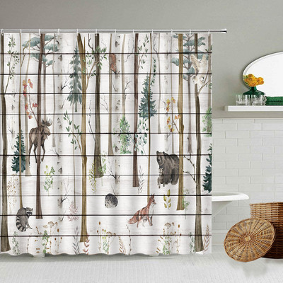 Meža dzīvnieki dušas aizkari bērniem vannas istabas dušas aizkari Mūsdienīgs minimālisma mājas dekors Vannas istabas piederumi Ūdensizturīgs aizkars