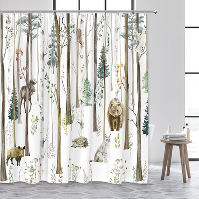 Meža dzīvnieki dušas aizkari bērniem vannas istabas dušas aizkari Mūsdienīgs minimālisma mājas dekors Vannas istabas piederumi Ūdensizturīgs aizkars
