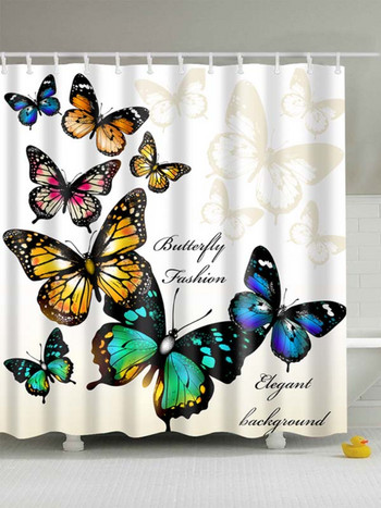 Китайска завеса за душ Полиестерна шарка на пеперуда Печатни завеси за душ Пеперуди за баня Печат за баня Rideau Douche