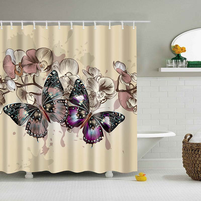 Kineska zavjesa za tuširanje Poliester s uzorkom leptira Zavjese za tuširanje Otisnuti kupaonski leptiri Kupaonski Rideau Douche