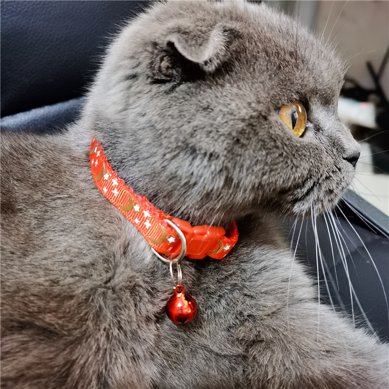 Cute Moon Star Print kaķa kaklasiksna ar zvaniņiem Breakaway Pet Cat kaklarotas kaklasiksnas kaķiem Regulējama drošības kaķēna kaklasiksna
