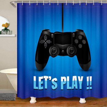 Αγόρια Gaming Κουρτίνες μπάνιου Μπλε Gamepad Gamer Αδιάβροχη κουρτίνα μπάνιου Έφηβοι Παιδικά βιντεοπαιχνίδια Κουμπιά δράσης Διακόσμηση μπάνιου