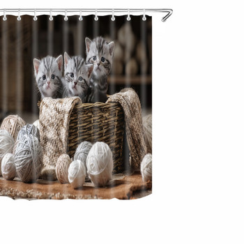 Hot Sale Κουρτίνα μπάνιου Χαριτωμένο ύφασμα ντους γάτας Αδιάβροχο κατά της μούχλας Κουρτίνα μπάνιου Κουρτίνα μπάνιου