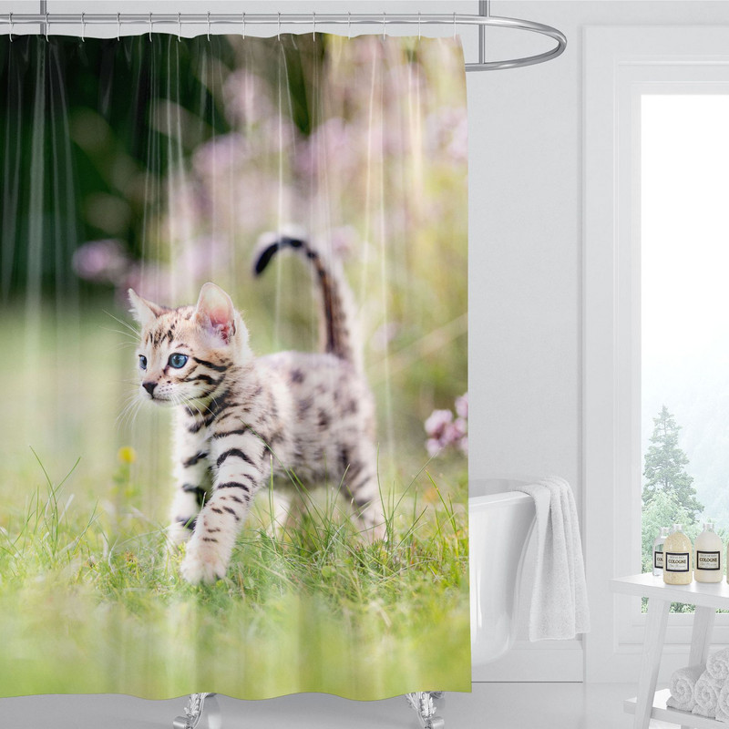 Vruća rasprodaja zavjesa za tuširanje Slatka mačja krpa za tuširanje Vodootporna protiv plijesni Pregradna zavjesa za kupaonicu Zavjesa za tuširanje