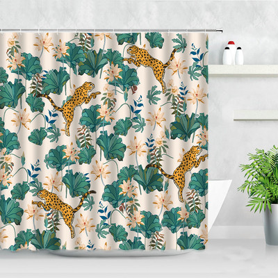 Tropu augu dušas aizkari putnu pērtiķis zebra leopards savvaļas dzīvnieki koki 3D druka ūdensizturīgs vannas ekrāns vannas istabas aizkaru komplekts